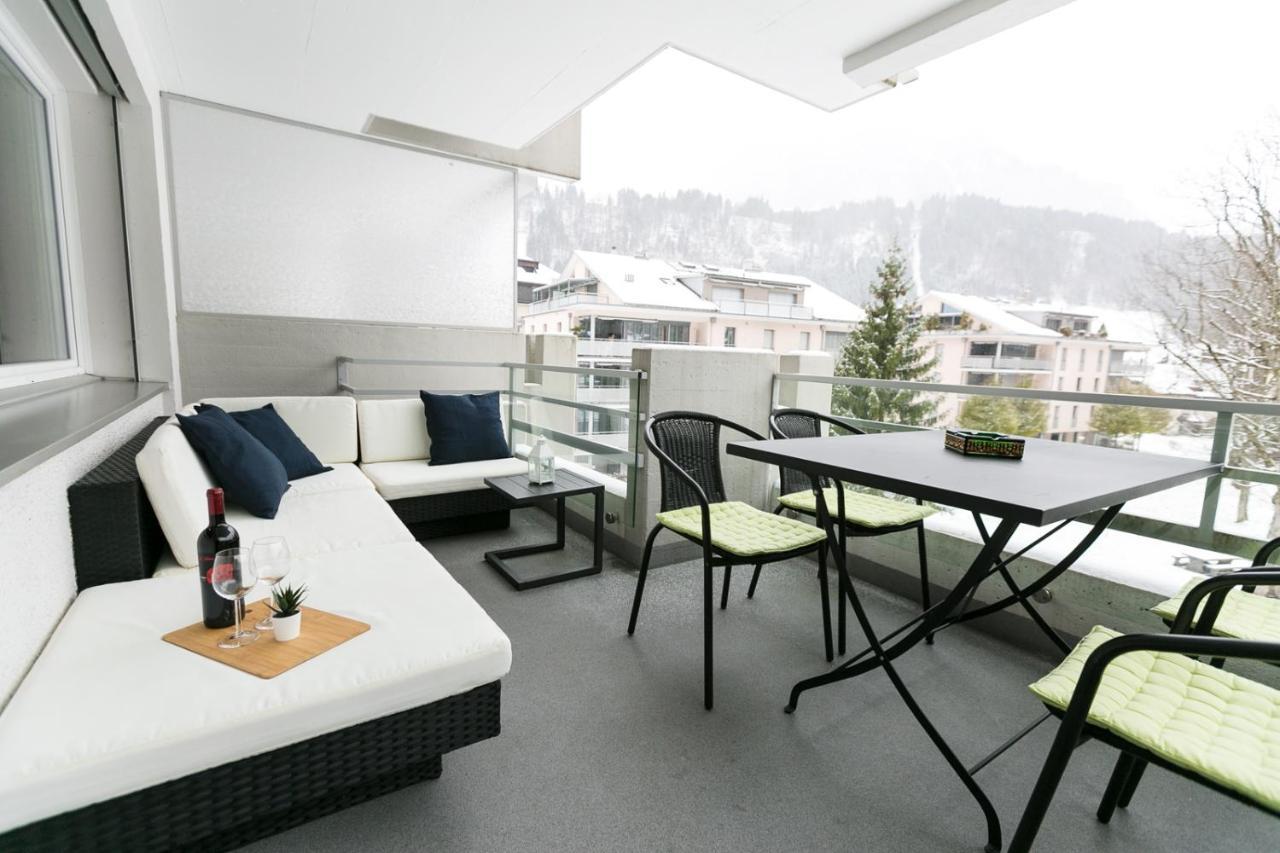Spirit Apartments - Balkon - Bergsicht - Parkplatz Engelberg Exteriér fotografie